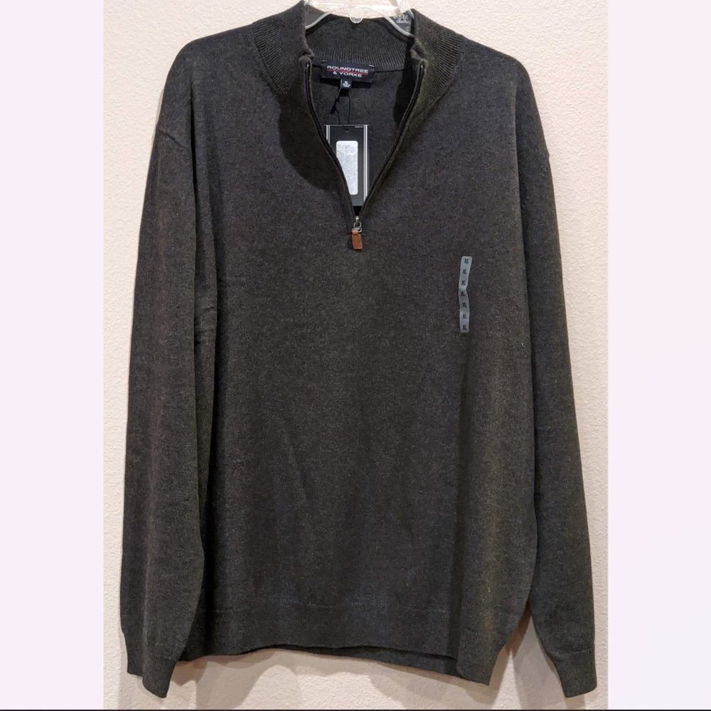 NWT - Roundtree & Yorke Half-Zip Heather Gray Sweater (Size: XL)